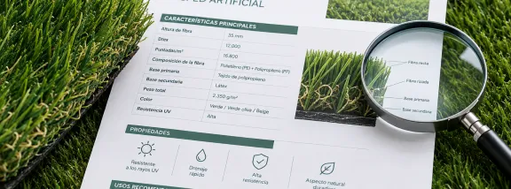 Cómo interpretar una ficha técnica de césped artificial